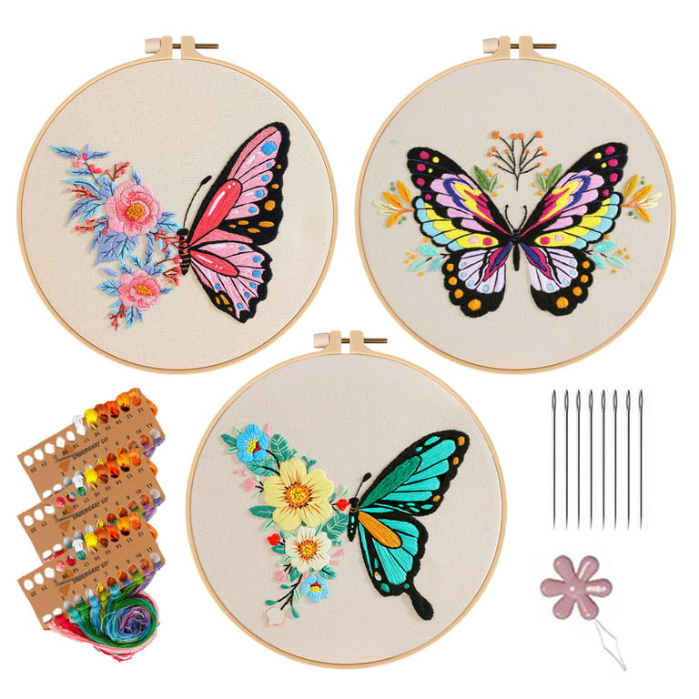 Embroidery Starters Kit with Butterfly Pattern for Beginners