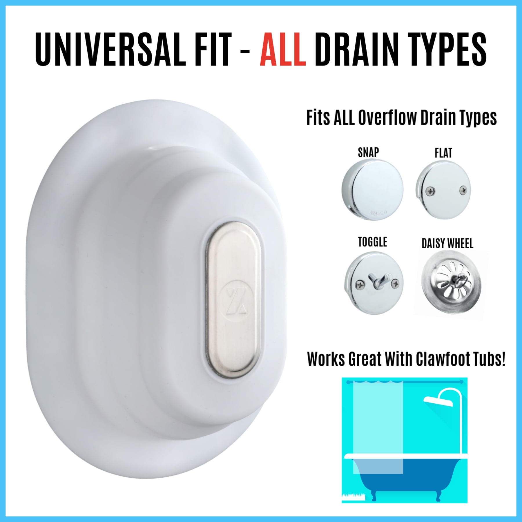 SlipX Solutions Bottomless Bath | Overflow Drain Cover for Tub | Great  Gifts for Mom, Spa & Bath Accessories | Drain Block, Water Stopper Plug |  Bath