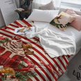 thumbnail image 3 of Christmas Throw Flannel Blanket 50x80In Watercolor Red Cappuccino Stripe Linen Texture Super Soft Cozy Bed Blanket, Lightweight Plush Fuzzy Bed Throw for Bedroom Sofa Couch Living Room, 3 of 4