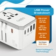thumbnail image 2 of Ceptics 6-in-1 Universal Travel Adapter with USB-C and USB-A Ports, 45W for Global Use (UP-45KU-WH), 2 of 9