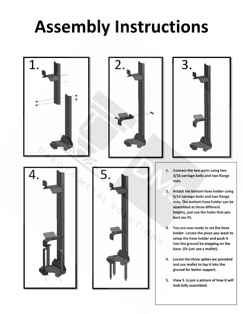 Garden Hose Reel Holder Stand Storage w/ Ground Stakes -Upto 125-Ft Hoses