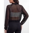 thumbnail image 3 of FEOYA Summer Cropped Bomber Jacket Women Mesh Sheer Jackets Lightweight Long Sleeve Zip Up Jacket With Pocket XS Black, 3 of 7