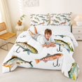 thumbnail image 3 of Feelyou Rustic Lake Fishing Queen Comforter Set for Kids Boys, Cartoon Farmhouse Animal Bedding Comforter Set, Reversible, 3-Piece, 3 of 6