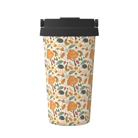 

Goofa Autumn With Hedgehog for Insulated Travel Coffee Mug Spill Proof Leak Proof 16 OZCoffee Tumbler Reusable Coffee Cups with Lids Thermos for Hot and Cold Drink