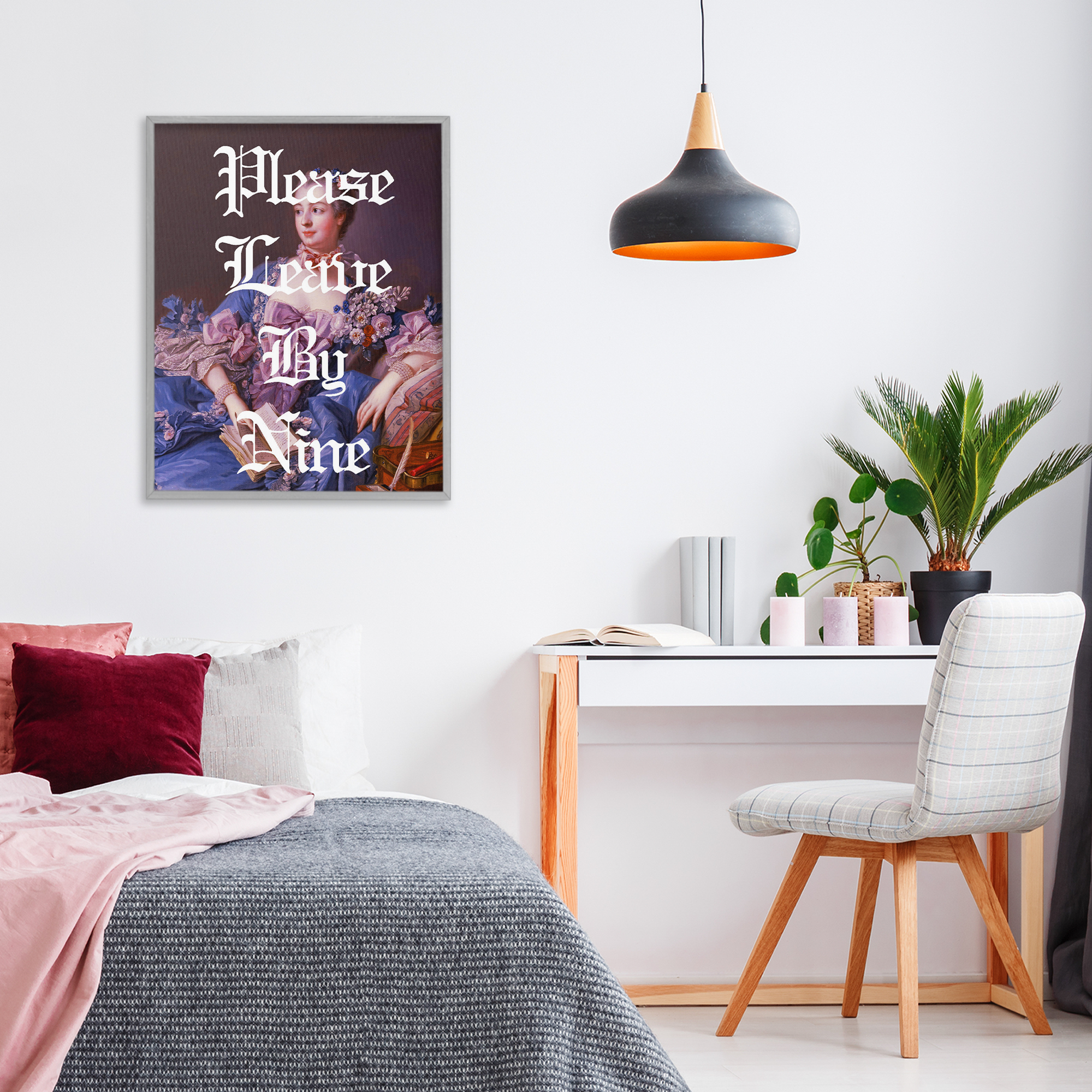 Please Leave By Nine Gray Framed Giclee Art, design by Lil' Rue