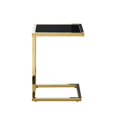 thumbnail image 3 of Inspired Home Noelani End Table Hight Gloss Lacquer Finish Top Polished Stainless Steel Base, Black/Gold, 3 of 9