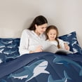 thumbnail image 4 of Feelyou Cartoon Shark Bedding Comforter Set 7pcs, Cute Ocean Sealife Queen Bedding Sets, 4 of 8