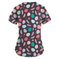 thumbnail image 3 of Easter Day Scrub Tops Women V Neck Plus Size Funny Cute Rabbit and Egg Print Short Sleeve Working Uniform Stretch Nursing Medical Scrubs T Shirts with Pockets, 3 of 3