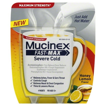 UPC 363824231044 product image for Mucinex Fast-Max Hot Drink Mix Medicine, Severe Cold Relief, Honey Lemon Flavor, | upcitemdb.com