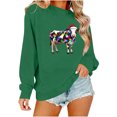 thumbnail image 2 of Nmnitkp Sweatshirt For Women Round Neck Hoodless Christmas Printed Casual Loose Sweatshirt Green,XL, 2 of 6