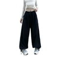 thumbnail image 4 of SAYOO Women Corduroy Harem Pants Casual Solid Color Loose Elastic Drawstring High Waist Wide Leg Trouser Streetwear, 4 of 8