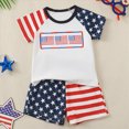 thumbnail image 4 of NOLDARES 4th of July Baby Boy Outfit Short Sleeve T-Shirt and Elastic Waist Shorts with Pockets 2Pcs Summer Clothes American Flag Print(White,12-18 M), 4 of 7