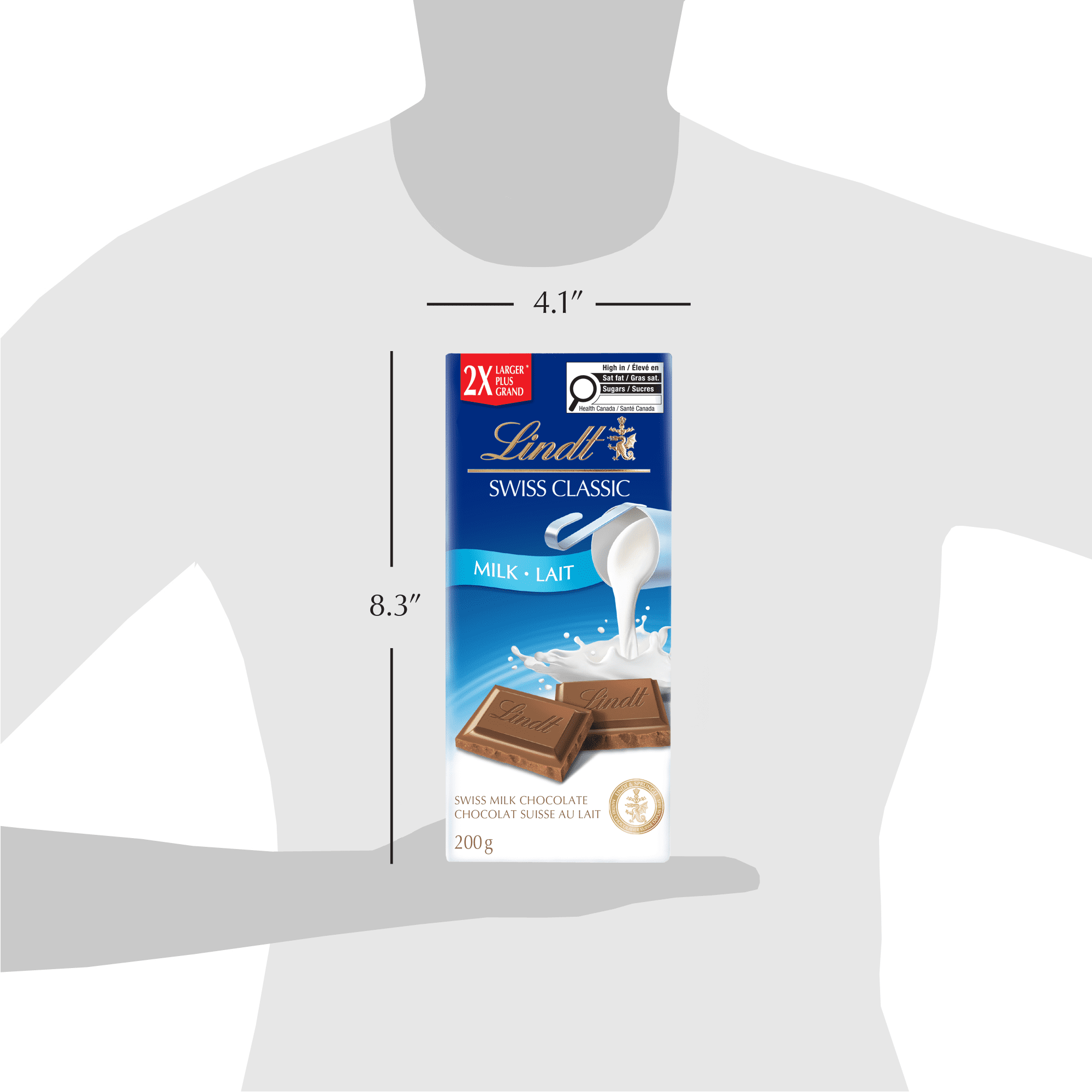 Lindt SWISS CLASSIC Milk Chocolate Bar, 200g