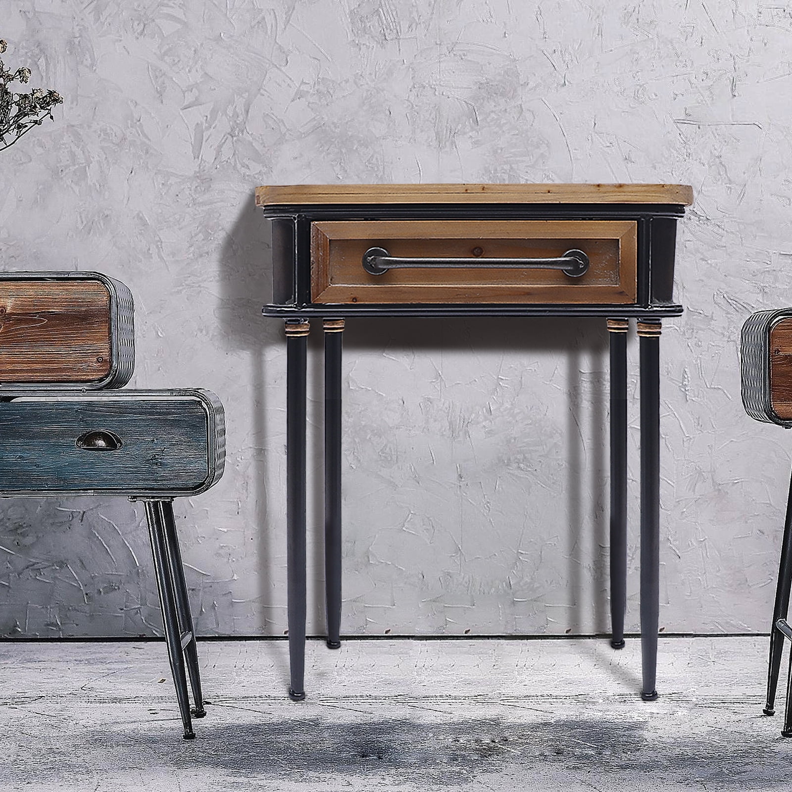 Solid Wood End Table with Drawer, Sofa Side Table, Bedroom Storage ...