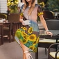 thumbnail image 3 of Vsdgher Horse Sunflowers for Womens Summer 2025 Casual Midi Maxi Dresses Lightweight Short Sleeve Round Neck Beach Dress -3X-Large, 3 of 7