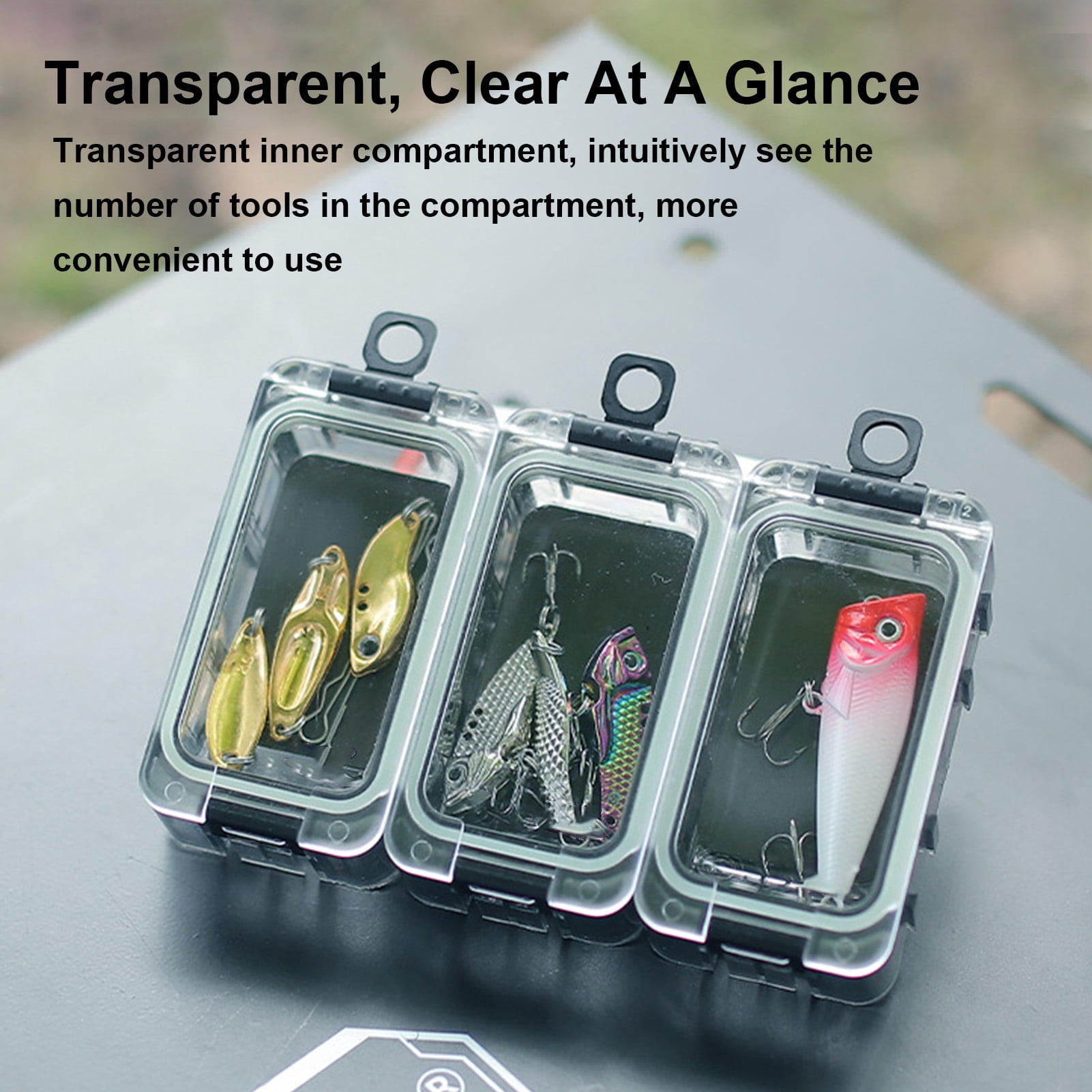 Rupoun Spliceable Night Glow Fishing Tackle Box, Magnetic Waterproof Lure Bait Organizer Tool Container for Outdoors (Black, 1 Piece, 3.15x1.57x1.18 inches / 8x4x3 cm)