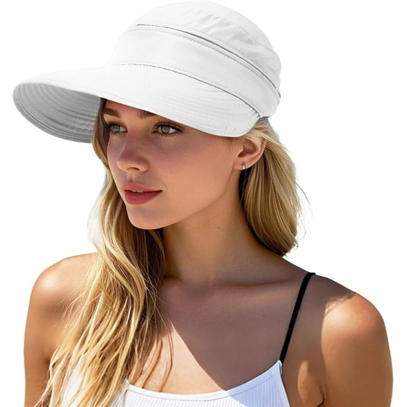 YEKEYI Sun Hat for Women UV Protection Visor Hats Wide Brim Sun Hats Ponytail for Summer Beach Tennis Golf Garden