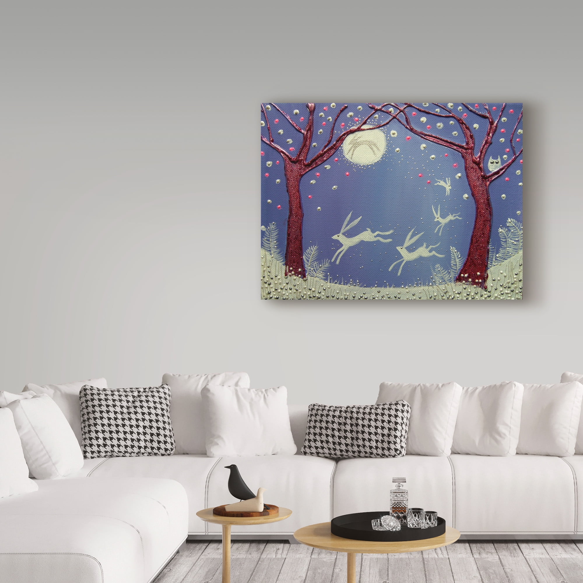 Trademark Fine Art 'Dance Of The Moon Hares' Canvas Art by Angie Livingstone