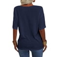 thumbnail image 3 of Langwyqu Half Sleeve Women V Neck Shirt Summer Female Solid Color Loose Tops, 3 of 4