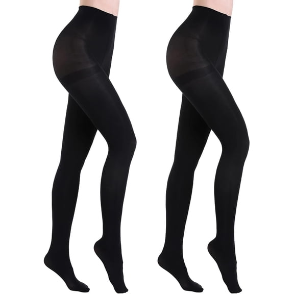 VETPW 2 Pairs Women's Sheer Tights 60D, High Waist Control Top Pantyhose Hosiery, Comfortable Tights for Dresses, Office and Casual Outfits, Black, M