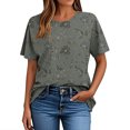 thumbnail image 5 of Hauts d'Été pour Femmes DYTTDG T-shirt à Fleurs Mode pour Femmes Grande Taille Col Rond Manches Courtes Décontracté Ample Tee Haut Hauts pour Femmes Liquidation Moins de 10 Multicolore,m, 5 of 5