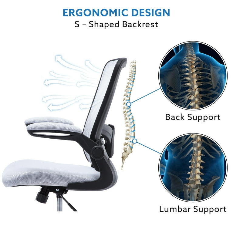 Ergonomic Mesh Drafting Chair - Serena Adjustable, Breathable Mesh, Lumbar  Support, Ergonomic and Height Adjustable Flip-Top Office Chair with Foot  Ring for Maximum Comfort and Productivity - White 