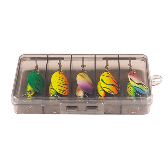 5 Pcs 7.5CM/9G Fishing Lure with Metal Spinner Blade Hook Rotating Sequin Spoon Spinnerbait Bionic Bait Saltwater Freshwater Bass Pike Walleye Fishing Accessories