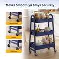 thumbnail image 6 of Gianna Utility Cart, Metal, 3‑Tier, Lockable Caster Wheels , 360° Rolling, Blue, 6 of 6