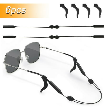 TSV Eyewear Retainers Set, 2pcs Adjustable Glasses Holder Straps and 4pcs Anti-Slip Ear Hooks for Men Women