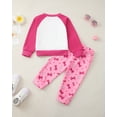 thumbnail image 3 of 6 Months Baby Girls Clothes 12 Months Girls Fall Winter Pant Set Infant Girls Long Sleeve Round Neckline Top Pants 2PCS Outfits Set Pink, 3 of 7
