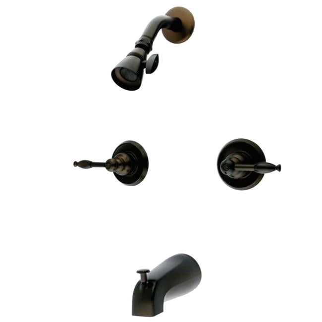 Robinet de Baignoire et de Douche et Poignée à Levier en Métal Bronze Huilé