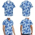thumbnail image 3 of Jiueut Blue Palm Tree Plumeria Flower Pattern Matching Hawaiian Outfits for Couples Women's Summer Dress or Men's Cruise Shirt, Beach Vacation Tropical Sundress for Husband and Wife, XS, 3 of 5