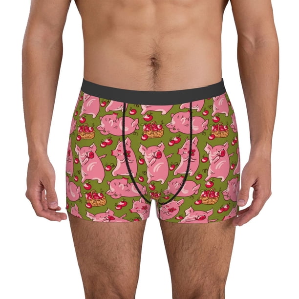 Balery Cartoon Pigs Calzoncillos bóxer para hombre, ropa interior de algodón suave y transpirable con cinturilla de nailon-Medium