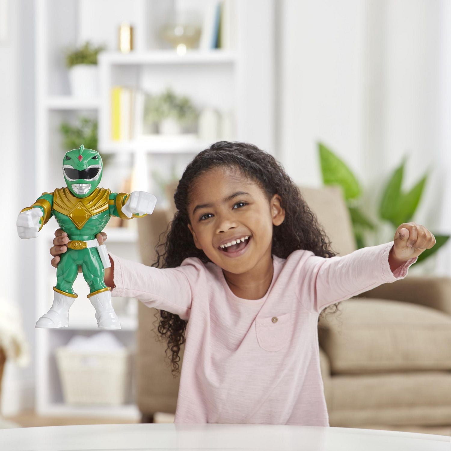 Playskool Heroes Mega Mighties Power Rangers Mighty Morphin Power Rangers - figurine Ranger vert de 25 cm, jouet de collection, enfants à partir de 3 ans