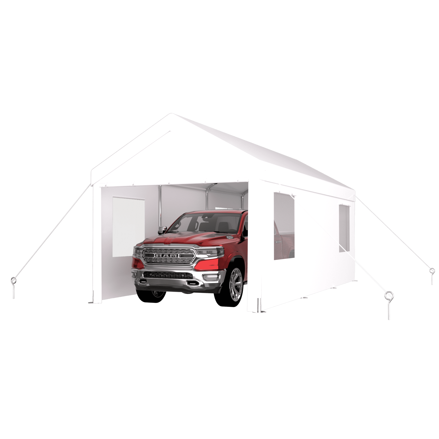 Miekor Furniture Carport 10' x 20' Portable Garage, Heavy Duty Car Port Canopy with 2 Roll-up Doors & 4 Ventilated Windows for Car, Truck, Boat, Garden Tools ,white 02969