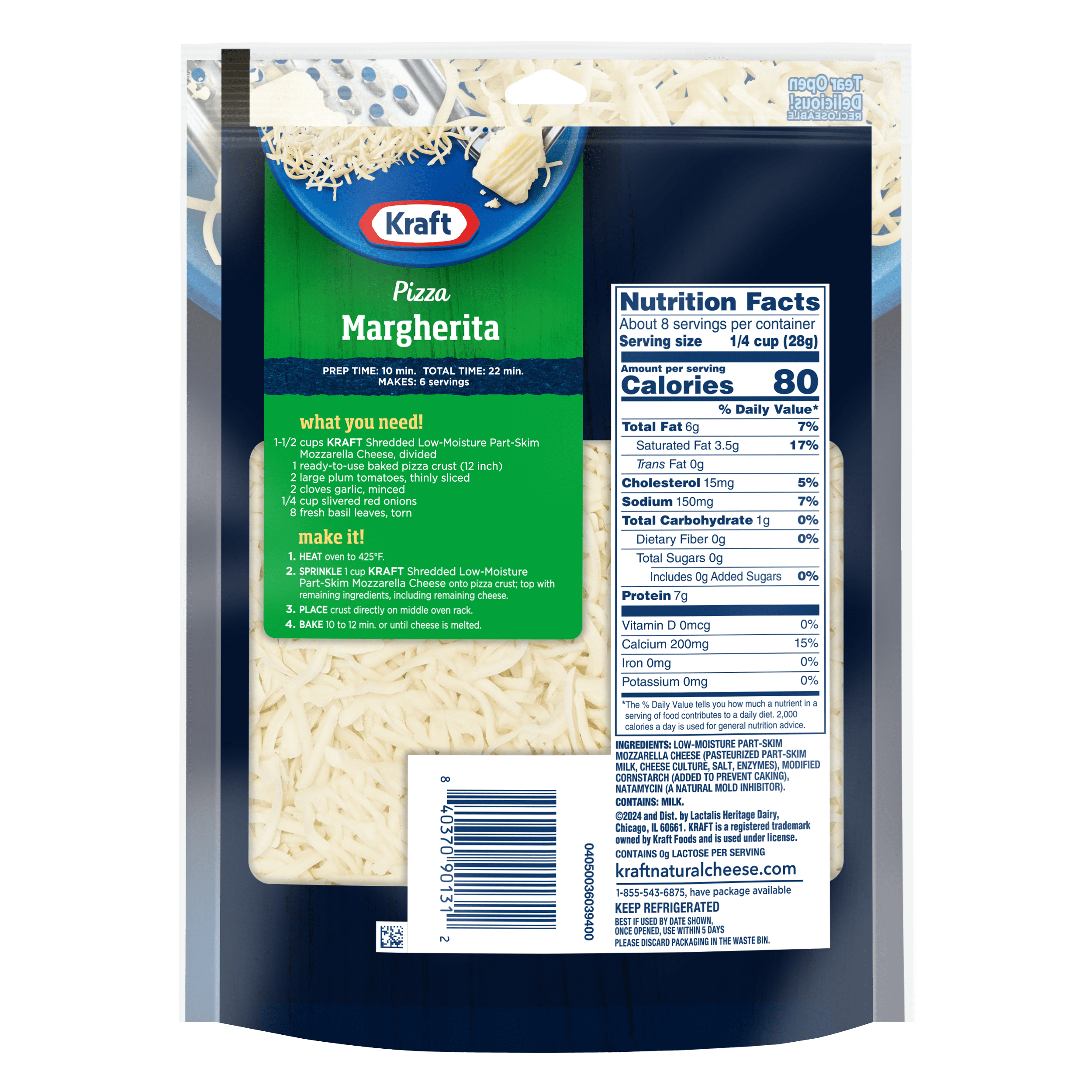 Kraft Mozzarella Shredded Cheese 8 oz Bag