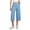Blue, variant on Qiopertar Women's Wide Leg Pants Business Casual Work Travel Hiking Cropped Pants with Pockets Button Zipper Lightweight Stretchy Polyester Capri Trousers, Black XL