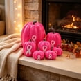 thumbnail image 4 of 7Pcs Simulation Pumpkin Ornament, Lifelike Hot Pink Pumpkin Model with Pink Ribbon, Funny Desktop Ornament for Fall Harvest Halloween Thanksgiving Decor, 4 of 6