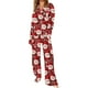 thumbnail image 2 of Puntoco Pijama de mujer con cuello en V y manga larga con estampado navideño para otoño e invierno, 2 of 5