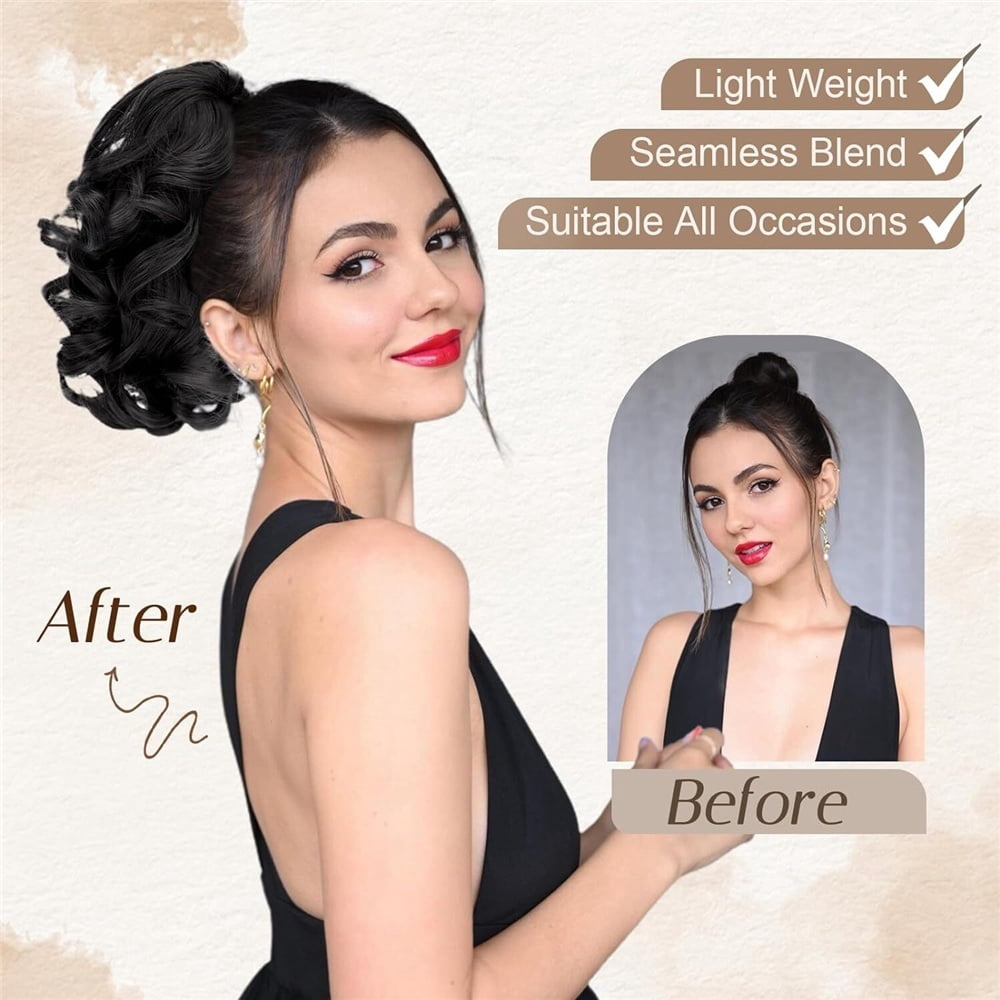 10 Inch Short Claw Clip Pony Tail Loose Wavy Synthetic Faux Hairpiece Clip in Black Hair Extensions