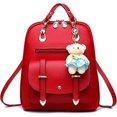 thumbnail image 1 of Mochila de cuero para niñas, minibolso de hombro acolchado, a la moda para adolescentes, tamaño pequeño (rojo vino), 1 of 5