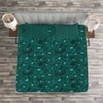 thumbnail image 3 of Ambesonne Turquoise Quilted Bedspread Set 3 Pcs, Baroque Inspired Foliage, Queen Size, Teal, 3 of 3