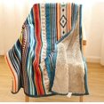 thumbnail image 4 of 127 x 152 cm (Colorful Stripes) Coral Fleece Blanket, Fluffy, Soft and Warm, Colorful Stripe Pattern, Travel Blanket, for Bedroom, Living Room, Office, 4 of 5