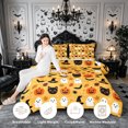 thumbnail image 4 of Erosebridal Halloween Pumpkin Ghost King Size Comforter Sets 3pcs,Spooky Black Cats Comforters King Size,Orange,Reversible,1 Comforter and 2 Pillowcases, 4 of 6