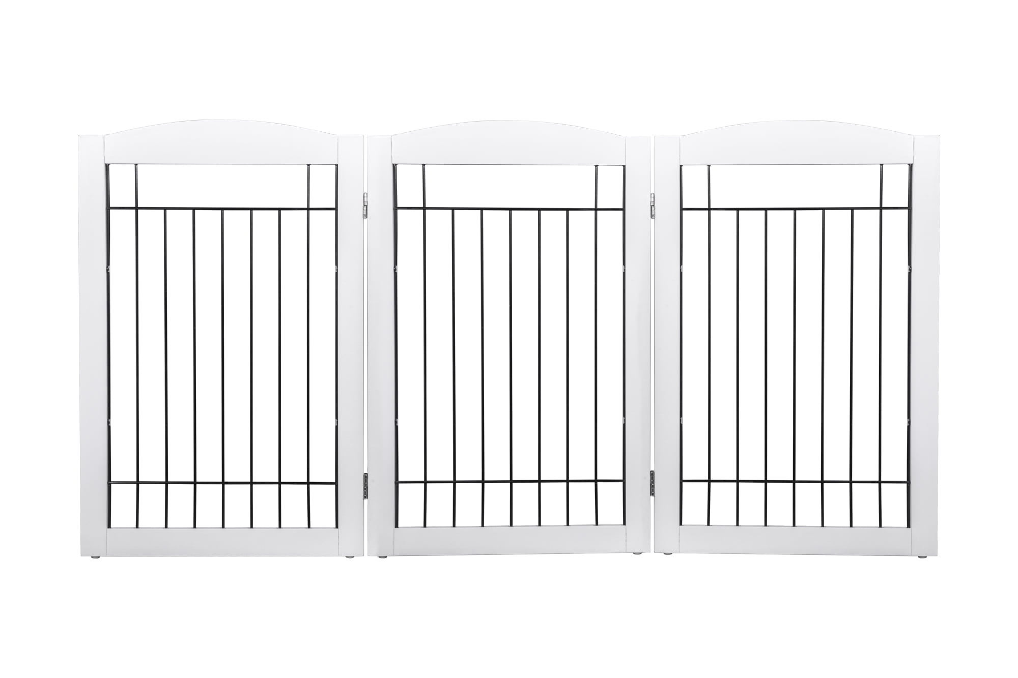 STAROUS Freestanding Foldable Wire Pet Gate for Dogs, 60 inches Extra Wide, 30 inches Tall 3 Panels Dog GateSet of Support Feet Included, White