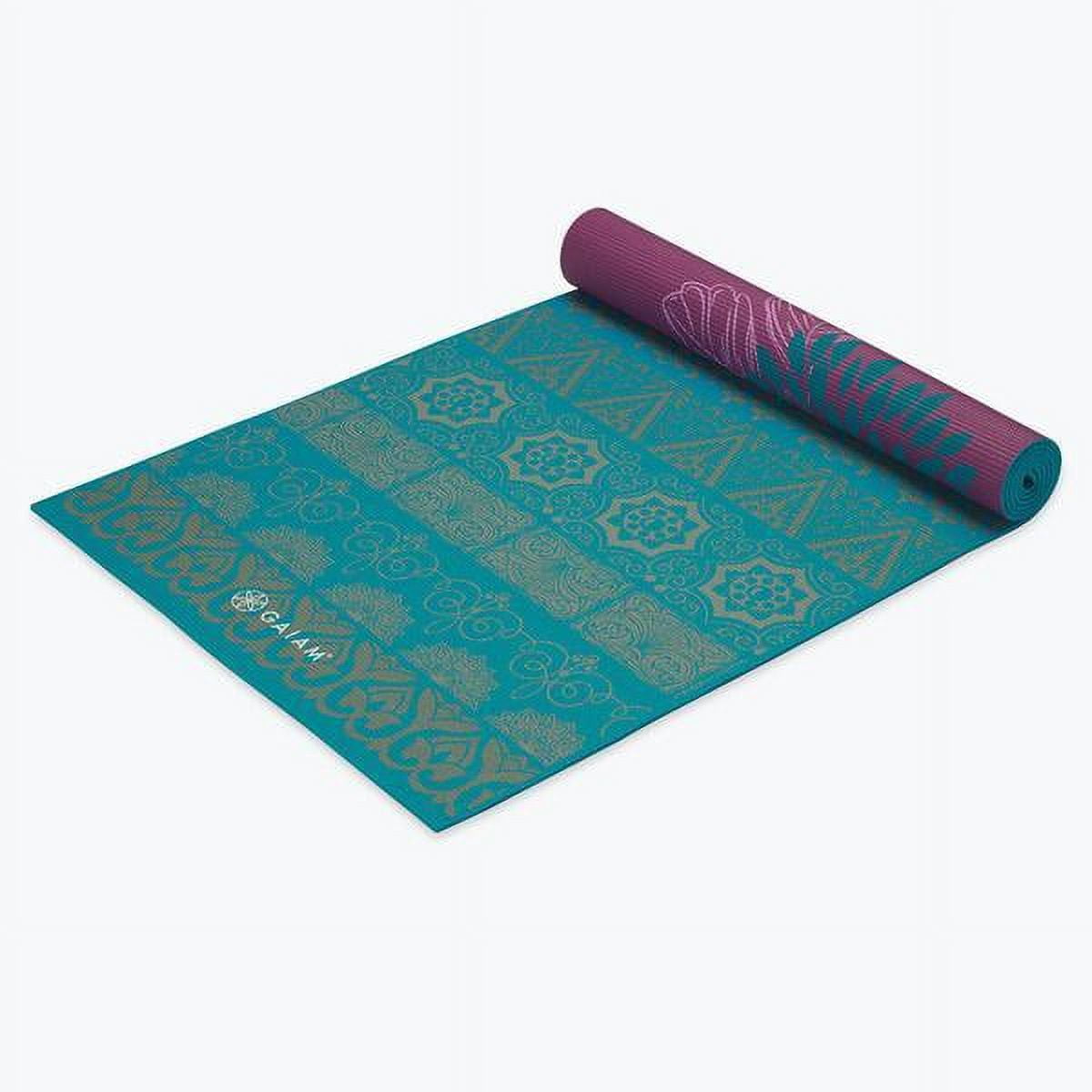 Gaiam Premium Reversible Yoga Mat, Plum Etching, 6mm 