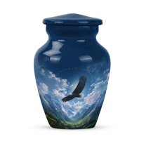 Yatskia Flying Eagle Urns for Human Ashes Adult Female, Mini Blue Decorative Urns for Human Ash, Little Burial Urn for Ashes Adult Male, (Classic Pack of 1, 3 Inch)