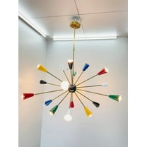 Multicolour Sputnik Chandelier - Mid Century Flush Mount Pendant Light - 18 Arms Ceiling Lamp