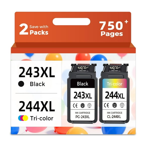 Relcolor 243 244 TG Cartouche d'Encre Compatible pour Canon 243 244 PG-243TG CL-244TG PG243 CL244 (Noir et Couleur, Lot de 2) Compatible avec MX490 MX492 MG2522 MG2