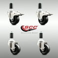 thumbnail image 2 of 3 Inch 316SS Hard Rubber Swivel 1-1/4 Inch Expanding Stem Caster Set 2 Lck Brake, 2 of 2